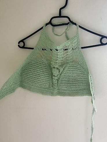 majice 8 razred: Pleteno/hek­lano letnje topić – mentol zelena boja - Ručni rad — 1