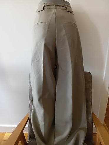 leopard pantalone: Ženske široke pantalone – bež/peščana nijansa - Kroj: ekstra široke — 2