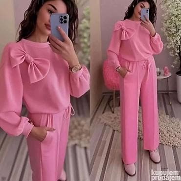 muski laneni komplet: Komplet sa mašnom – bluza i pantalone - Dvodjelni komplet od mekog — 3