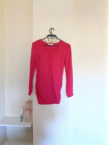 mint sako: Ženska bluza/tunika u jarko roze boji sa dugim rukavima. V-izrez sa — 1