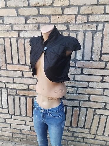 helanke sa slicem: Crni bolero/kratka jaknica sa visokim kragnom - Veličina: S (Vel S — 4