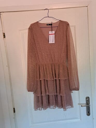 srebrne ogrlice sa cirkonima: S (EU 36), color - Pink, Cocktail, Long sleeves — 7
