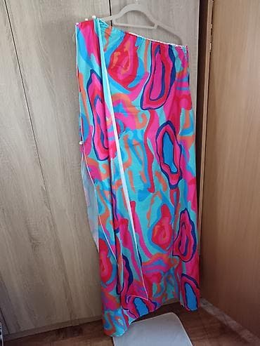 stikle sa biserima: Šarena letnja haljina/pareo sa apstraktnim printom - Model: dugačka — 1