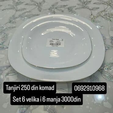 drveni sto i stolice: Tanjiri – elegantni beli modeli u više oblika (kvadratni i okrugli) — 3