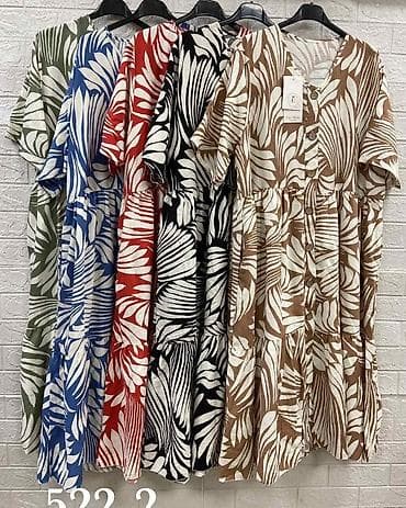 latex maske: Lepršava midi haljina sa tropskim listovima L XL 2XL 3XL 4XL - Kroj — 2