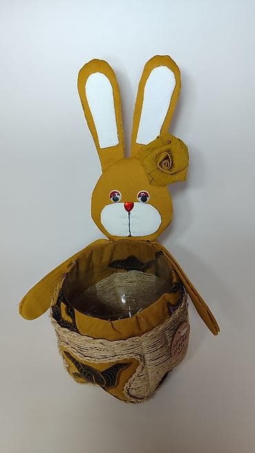 Slike i ramovi: Dekorativna korpa u obliku zeke - Ručno rađena korpica sa glavom i — 2