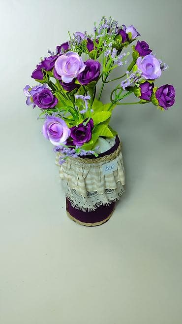 staklene vaze: Dekorativna aranžmanska saksija sa veštačkim cvećem - Buket — 3