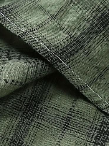 novo muska kosulja: Muška košulja sa kratkim rukavima 5XL – karirana, maslinasto zelena — 6