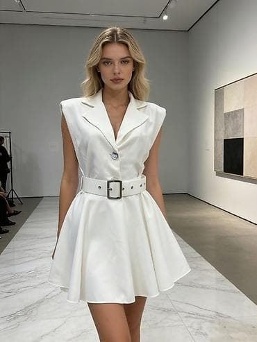 haljina mini maus: ✨Ženska mini haljina bez rukava sa rever kragnom i pojasom
✅2600 din — 1