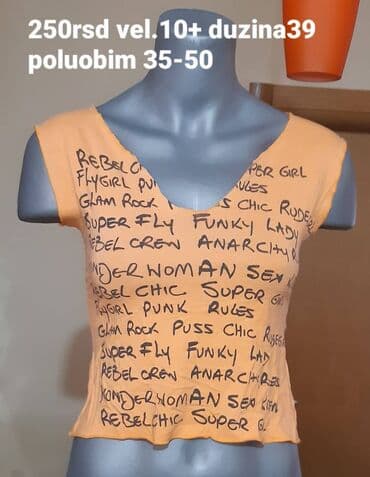 zara haljine devojcice: Ženski top ZARGA, narandžaste boje sa crnim ispisima u grafiti stilu — 1
