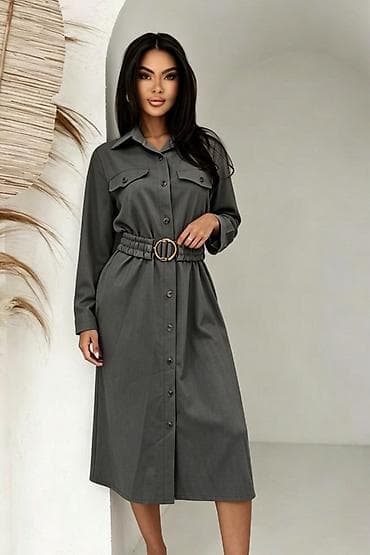 Haljine: 🔥Košulja-haljina midi dužine sa dugmadima i pojasom
✅2300 din — 2