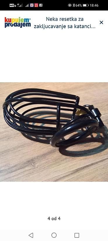 vreca za patike: Metalna zaštitna korpa sa katancem i dva ključa. - Materijal: čelična — 4