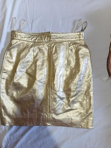 tn just do it: Zlatna mini suknja od prave kože, brenda Alba Moda (etiketa unutra) — 6