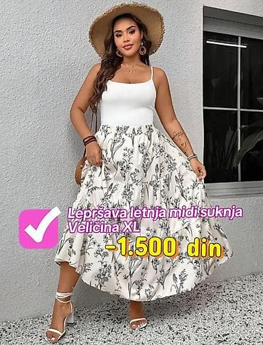 sandale bueno: Ženska midi suknja sa cvetnim printom Veličina XL - Kroj: široka — 1