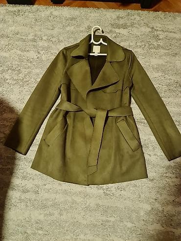 turski bade mantili: Ženski mantil/kaput, maslinasto zelene boje, do kuka. Model sa velikim — 1