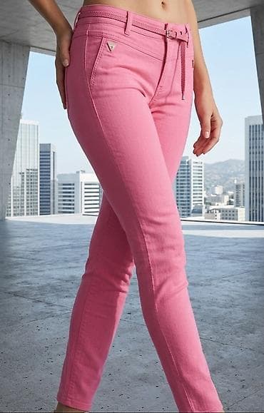 Ženske slim fit pantalone – roze - Kroj: slim/uskog kroja, dužina do