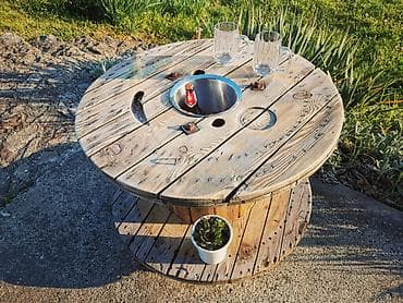 okrugli drveni stolovi: Industrial klub sto preuzimanje lično točkovi novi kibla nova — 1