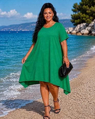 bele torbice male: Lepršava letnja haljina A-kroja sa kratkim rukavima - Model: široka — 6