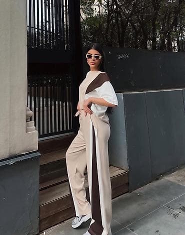 svecane pantalone zenske: 💫Zenski dvodelni komplet – majica i pantalone sa sportskim detaljima — 5