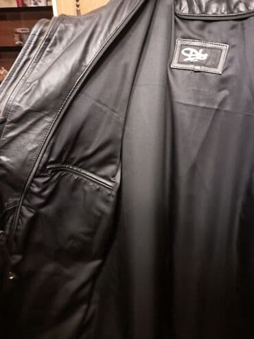 tom tailor kozna jakna: Muška kožna jakna/kaput DLS (oznaka veličine 4XL) - Prava crna koža — 2