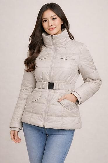 coton jakne: Ženska prošivena jakna – svetlosiva - Topla, lagana i komforna — 1