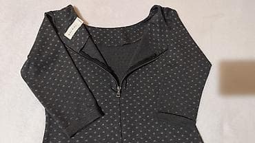 sandale s platformom: Haljina Bien Bleu – tamnosiva, uska, sa sitnim tačkicama - Brend — 4