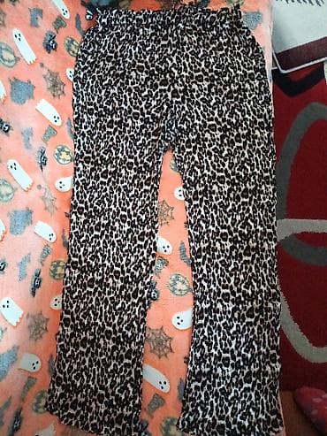 ali mekbil: Ženske pantalone sa leopard printom - Širok, ravan kroj nogavica – — 1
