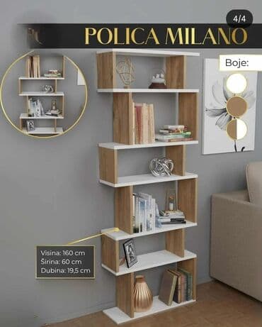 Police: Polica MILANO – dizajnerska samostojeća polica za dnevni boravak — 2