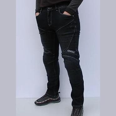 Muške crne farmerke – moto/urban stil - Kroj: slim/straight sa