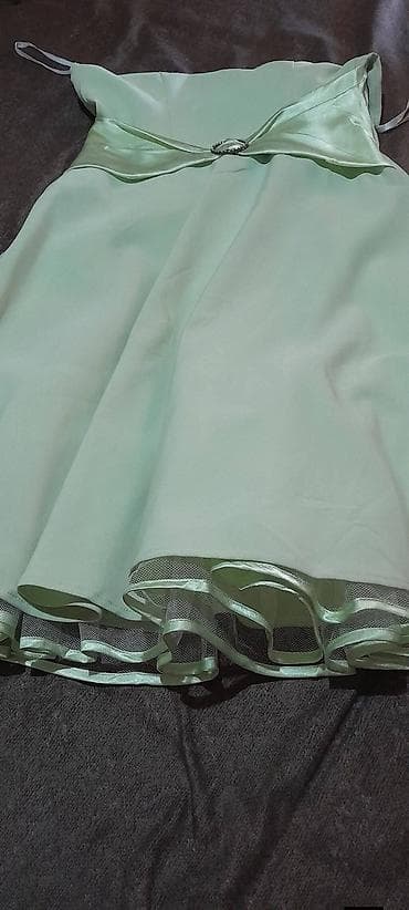 haljine i kompleti za svecane prilike: Svečana haljina u mentol zelenoj boji + statement minđuše - Kroj — 2