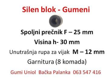 Agregati: Gumeni silen blokovi – više dimenzija Dostupne varijante: - F18 × h20 — 6