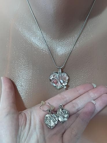 rulet sat cena: Komplet nakita – ogrlica i minđuše u obliku srca - Set sadrži — 2