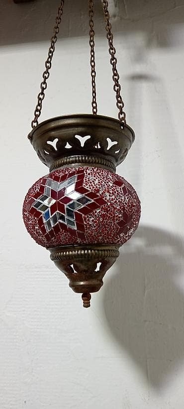 Kancelarijski nameštaj: - Viseća orijentalna lampa sa mozaikom - Materijal: stakleni globus — 4
