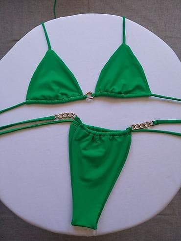 kupi lil solid me: Zeleni dvodelni kupaći kostim – trokutasti bikini - Gornji deo — 2