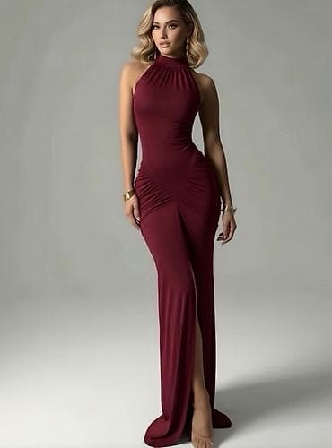 odeca na engleskom: 🔥Elegantna duga haljina bez rukava sa visokim izrezom na nogi ✅2999 — 5