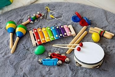 napravi sam muzicki instrument: Drveni muzički instrumenti za decu – set od 10 komada sa rancem Šifra — 5