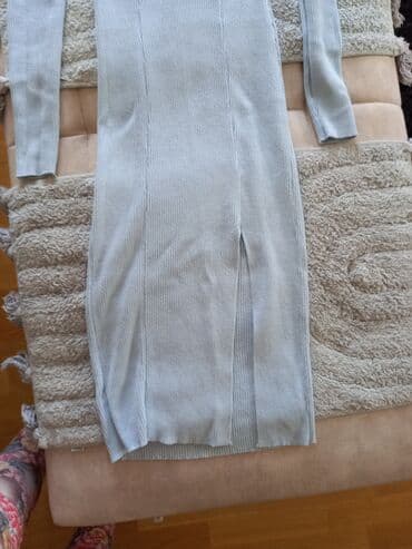 bela boho haljina: One size, color - Light blue, Oversize, Long sleeves — 3