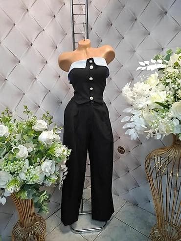 biserno: Ženski dvodelni komplet – top bez bretela i pantalone širokih — 3