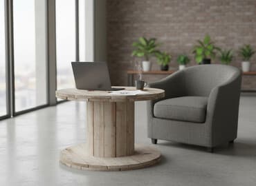 drveni sto za sminkanje za devojcice: Kalem drveni za sto visina 64 cm lično preuzimanje u BW prečnik 80 — 1