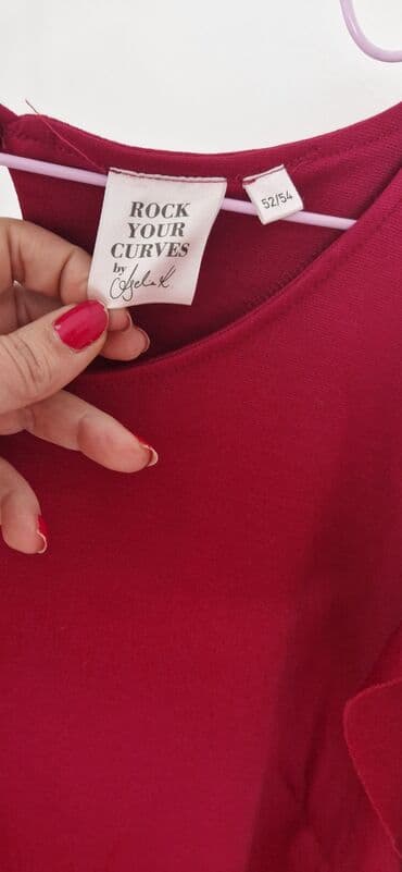 haljine sečene ispod grudi: A-Dress 3XL (EU 46), bоја - Bordo, Dugih rukava — 2