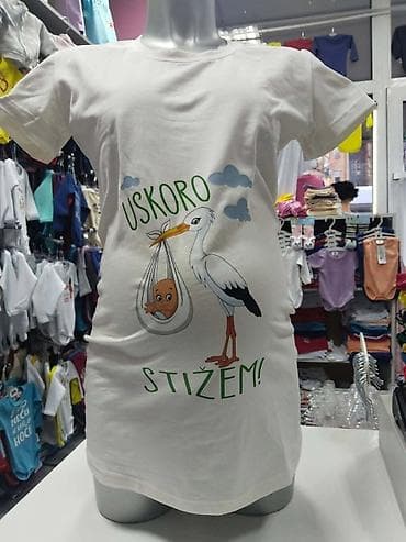 haljine za trudnice sinsay: Majice za trudnice sa štampom. Bele pamučne majice kratkih rukava sa — 10