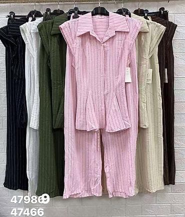 kosem: Ženski komplet sa prugama – bluza sa peplum krojem i pantalone - — 5