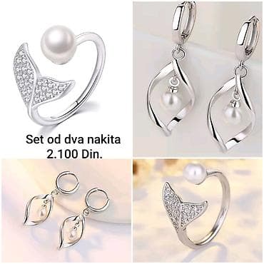 swarovski komplet: Elegantni posrebreni set od hirurskog čelika sa žigom S925 od dva — 2