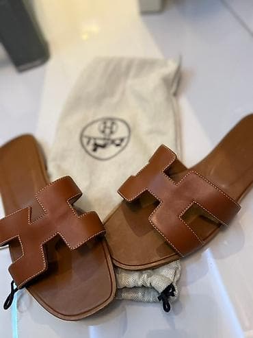 Hermès Oran ženske papuče – braon koža - Model: Oran - Materijal