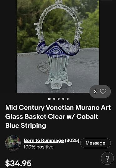 dekor za kucu: Murano nova korpa,rucni rad iz 70ih godina. Murano korpa duvano — 5