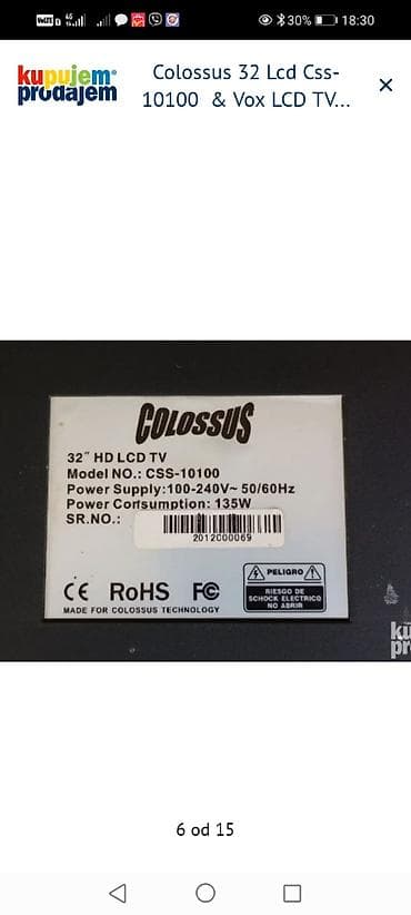 drzac za telefon za motor: Delovi za LCD televizore – Colossus 32" CSS-10100 i Vox LCD TV 3211 — 7