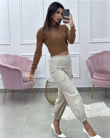 zenske kargo pantalone: Normalan struk, Kargo — 3