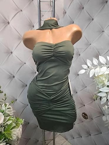 ps odeca: Ženska uska haljina – mini dužina, efekat drapiranja - Model: uska — 6