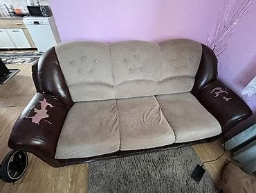 stilski namestaj djordjevic cene: Trosed i dvosed – kombinacija štofa i eko‑kože, klasičnog, zaobljenog — 4