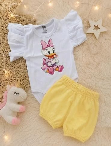 haljina za proslavu: Dečiji komplet za bebe devojčice – bodi sa kratkim naborenim rukavima — 4